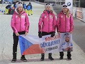 eské biatlonistky Jessica Jislová (vlevo), Markéta Davidová (uprosted) a Eva...