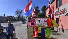 Pouta� na stánek pro fanou�ky biatlonu v Novém M�st� na Morav�,