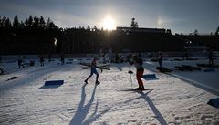 Vysoina aréna v Novém Mst na Morav ped startem sprintu en v rámci...