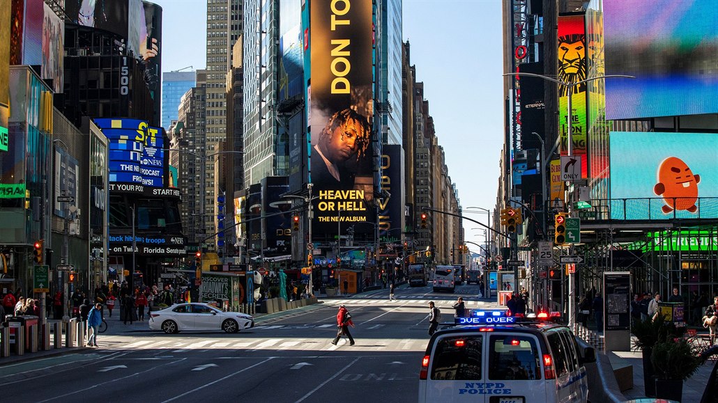 Nezvykle prázdné ulice newyorského Manhattanu.