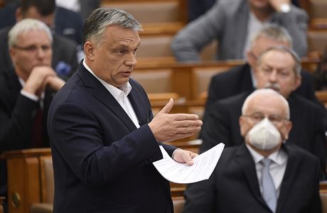 Maďarský premiér Viktor Orbán v parlamentu.