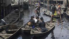 Slum v nigerijském Lagosu.
