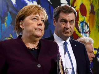 Nmeck kanclka Angela Merkelov a bavorsk premir Markus Sder