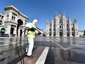 V Milán stále probíhá dezinfekce ulic.