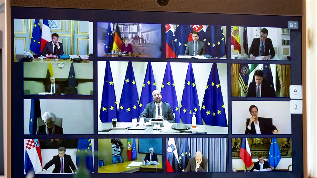 Videokonference prezident i premiér zemí Evropské unie.