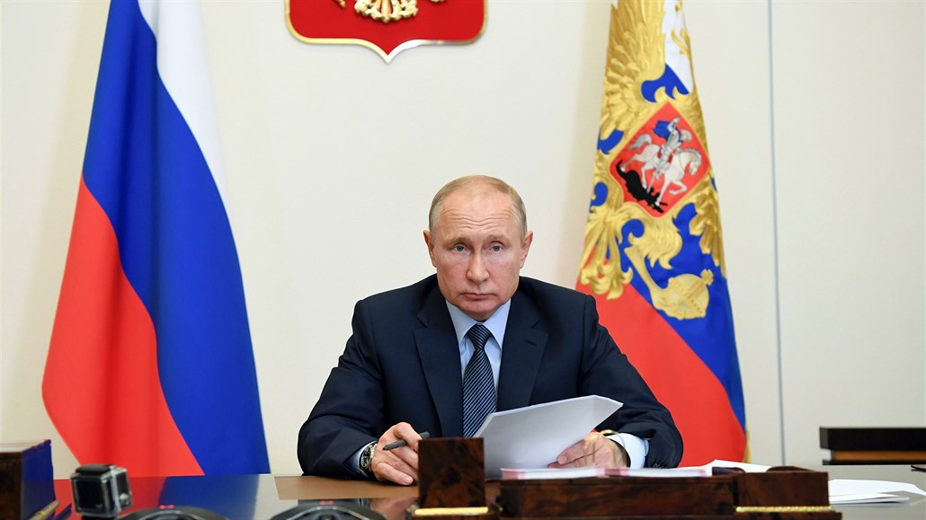 Prezident Vladimir Putin na videokonferenci 29. května.