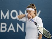 Ve finále enské dvouhry získává Petra Kvitová nad Karolínou Muchovou první set...