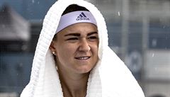 Ve finále �enské dvouhry získává Petra Kvitová nad Karolínou Muchovou první set...