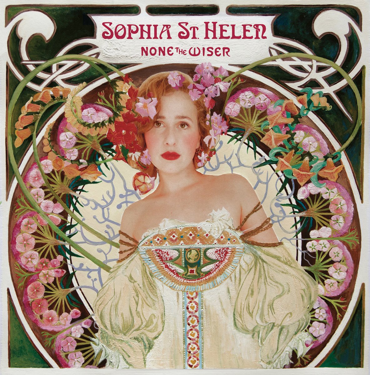 obal alba písni�ká�ky Sophie St. Helen, citující dílo Alfonse Muchy