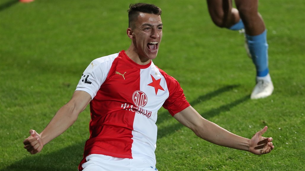 Příbram - Slavia: Petar Musa slaví gól.