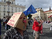 Stovky lidí v Praze demonstrovaly proti Zemanovi a Babiovi.