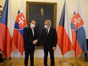 Prezident Milo Zeman se ve stedu na Praském hrad setkal s novým slovenským...
