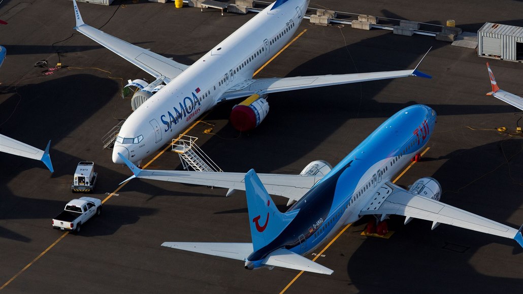 zaparkovaná letadla Boeing 737 Max