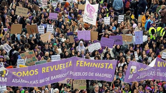 Protesty v Madridu 8. bezna 2020.