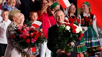 Andrzej Duda po oznámení výsledků prvního kola prezidentských voleb v Polsku.