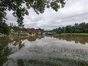 íka Novohradka v obci Lue na Chrudimsku, kde pesáhla hranici 3. povodového...