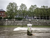 Ostrava, 22.6.2020, reka Ostravice, velka voda, povoden, rozvodnena reka, dest,...