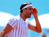 Bulharský tenista Grigor Dimitrov ml po návratu z exhibice Novaka Djokovie v...