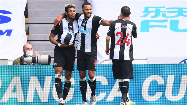 Fotbalisté Newcastlu slaví gól do sít Sheffieldu