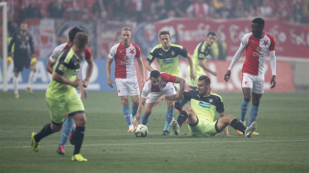 Utkání nadstavbové ásti Fortuna ligy SK Slavia Praha vs. FC Victoria Plze.