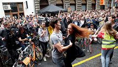 Demonstrace proti chystané reform� Univerzity divadelních a filmových um�ní v...