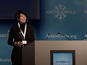 Ghislaine Maxwell na konferenci organizace Arctic Circle Forum na Islandu, roku...