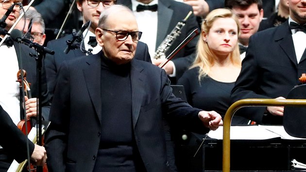 Italsk skladatel Ennio Morricone na koncert v Berln v roce 2019