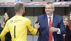 Ond�ej Kolá� a Jaroslav Tvrdík p�i mistrovské korunovaci.