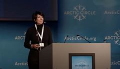 Ghislaine Maxwell na konferenci organizace Arctic Circle Forum na Islandu, roku...