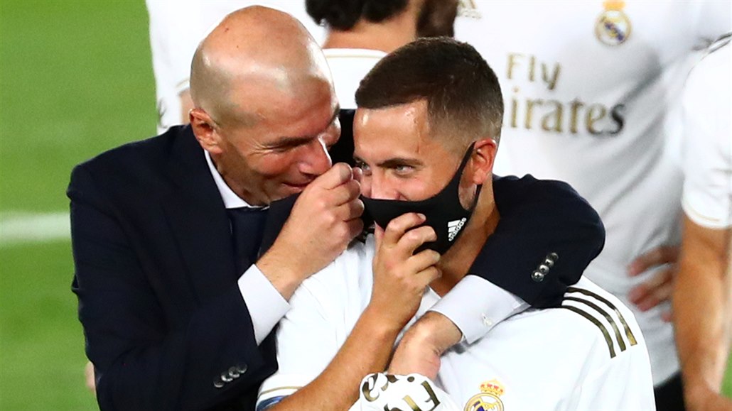 Real Madrid je panlským mistrem. Zidane a Eden Hazard.