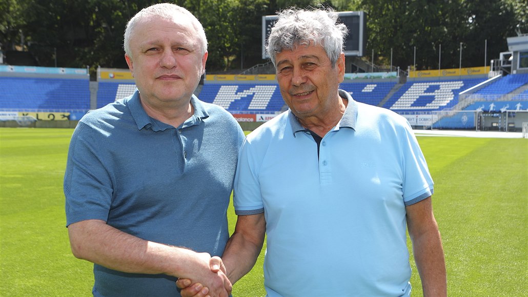 Prezident Dynama Kyjev Igor Surkis a trenér Mircea Lucescu