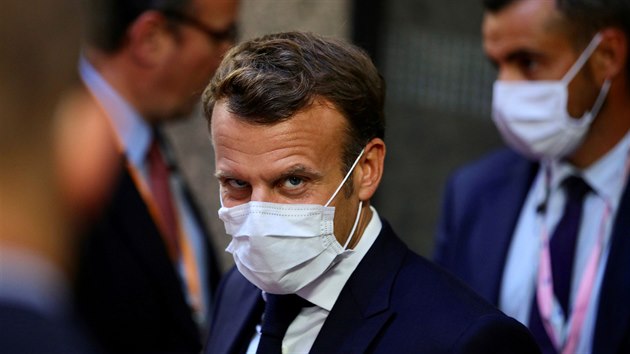 Francouzský prezident Emmanuel Macron na summitu v Bruselu v ervenci 2020.