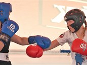 Debut Jaromíry Konené mladí (ervené rukavice) v boxerském ringu. V ústecké...