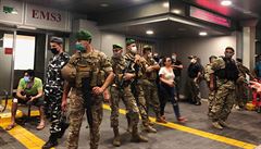 Libanon�tí vojáci u Americké univerzity v Bejrútu.