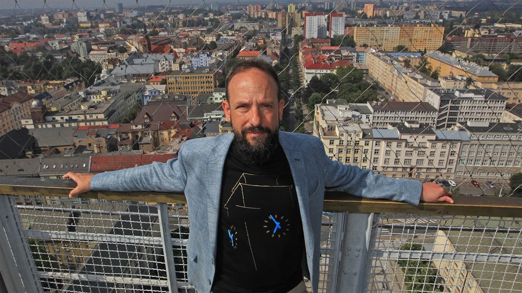 Tomáš Macura, primátor města Ostravy (ANO) na věži ostravské Nové radnice.