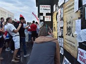Protestu na hlavním minském námstí v úterý 18. srpna 2020.Výstavka lidové...