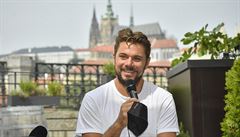 výcarský tenista Stan Wawrinka vystoupil 14. srpna 2020 v Praze na tiskové...