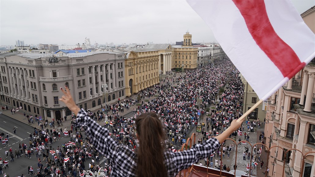 Demonstrace v Blorusku s poadavkem odstoupení prezidenta Alexandra Lukaenka...