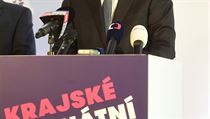 Andrej Babi na tiskov konferenci hnut ANO k zahjen kampan do krajskch a...