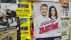 Nový p�edvolební plakát st�edo�eského hnutí ANO hlásající heslo: �Testy na...