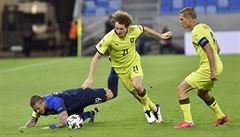 Utkání skupiny B2 fotbalové Ligy národ: Slovensko - eská republika. Zleva...