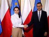 Bloruská opoziní politika Svtlana Tichanovská na návtv Polska.
