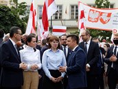 Bloruská opoziní politika Svtlana Tichanovská na návtv Polska.