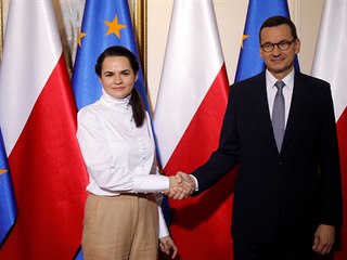 Blorusk opozin politika Svtlana Tichanovsk na nvtv Polska.