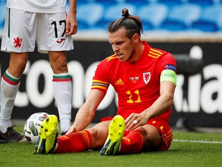 Gareth Bale bhem utkn Ligy nrod v dresu Walesu.