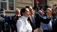 Belarusian opposition leader Sviatlana Tsikhanouskaya meets with Polish Prime...