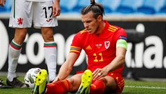 Gareth Bale b�hem utkání Ligy národ� v dresu Walesu.
