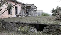 Dům poškozený během bojů v Náhorním Karabachu.