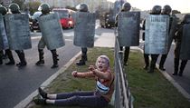 Protesty v Minsku proti nelegitimnm volbm.