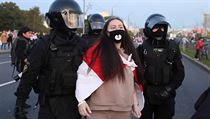 Protesty v Minsku proti nelegitimnm volbm.